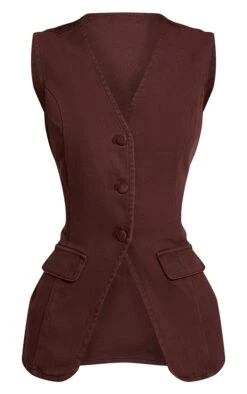 Prettylittlething Chocolate Tailored Style Longline Denim Vest -Pretty Little Thing Shop c22ce360919734d1ae52f7f2c82845b251953084 CNN2991 5 chocolate tailored style longline denim waistcoat