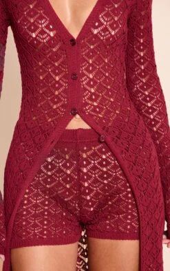 Wine Crochet Knit Mini Shorts -Pretty Little Thing Shop c23b9b27c0bb6e86eab6c3fb09683409ab0fe30a CNO2529 5 wine crochet knit mini shorts