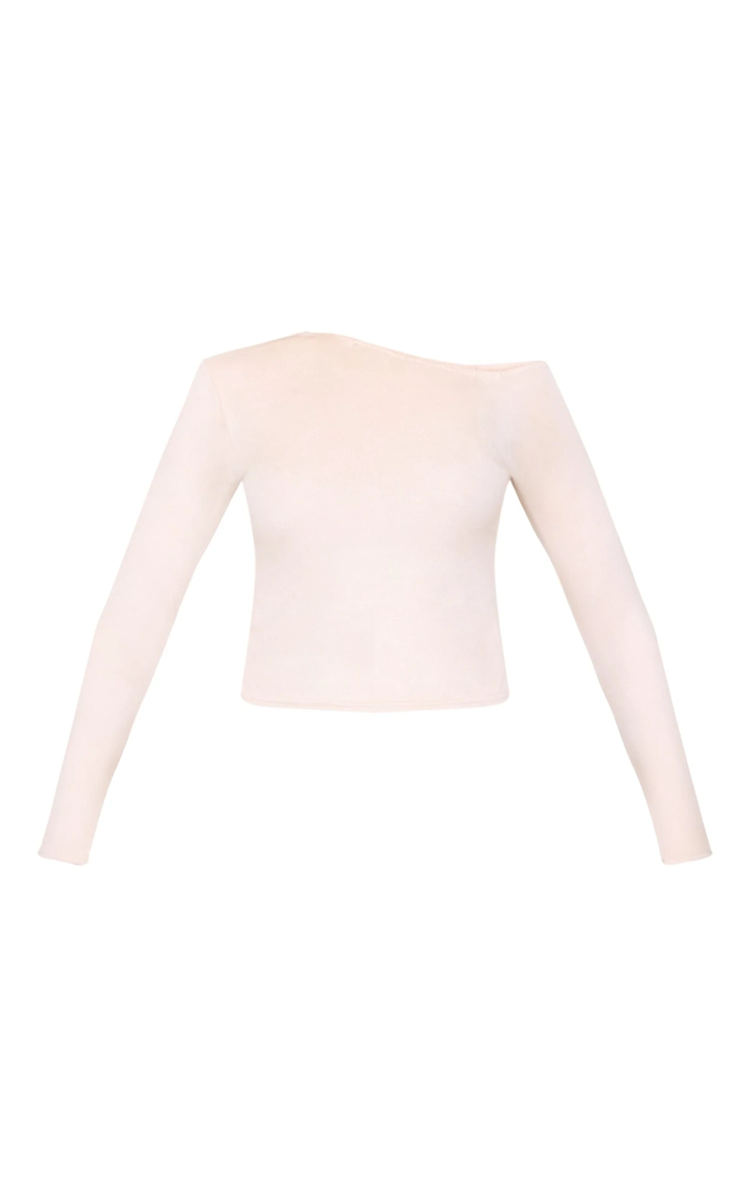 Prettylittlething Stone Faux Suede Asymmetric Neck Long Sleeve Top 5 Prettylittlething Stone Faux Suede Asymmetric Neck Long Sleeve Top - Image 5