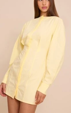 Prettylittlething Lemon Button Down Boat Neck Cocoon Sleeve Bodycon Dress -Pretty Little Thing Shop c26e86228ffc28e9bd6ff5fb59a21e473a0d557d CNN4539 4 lemon button down boat neck cocoon sleeve bodycon dress