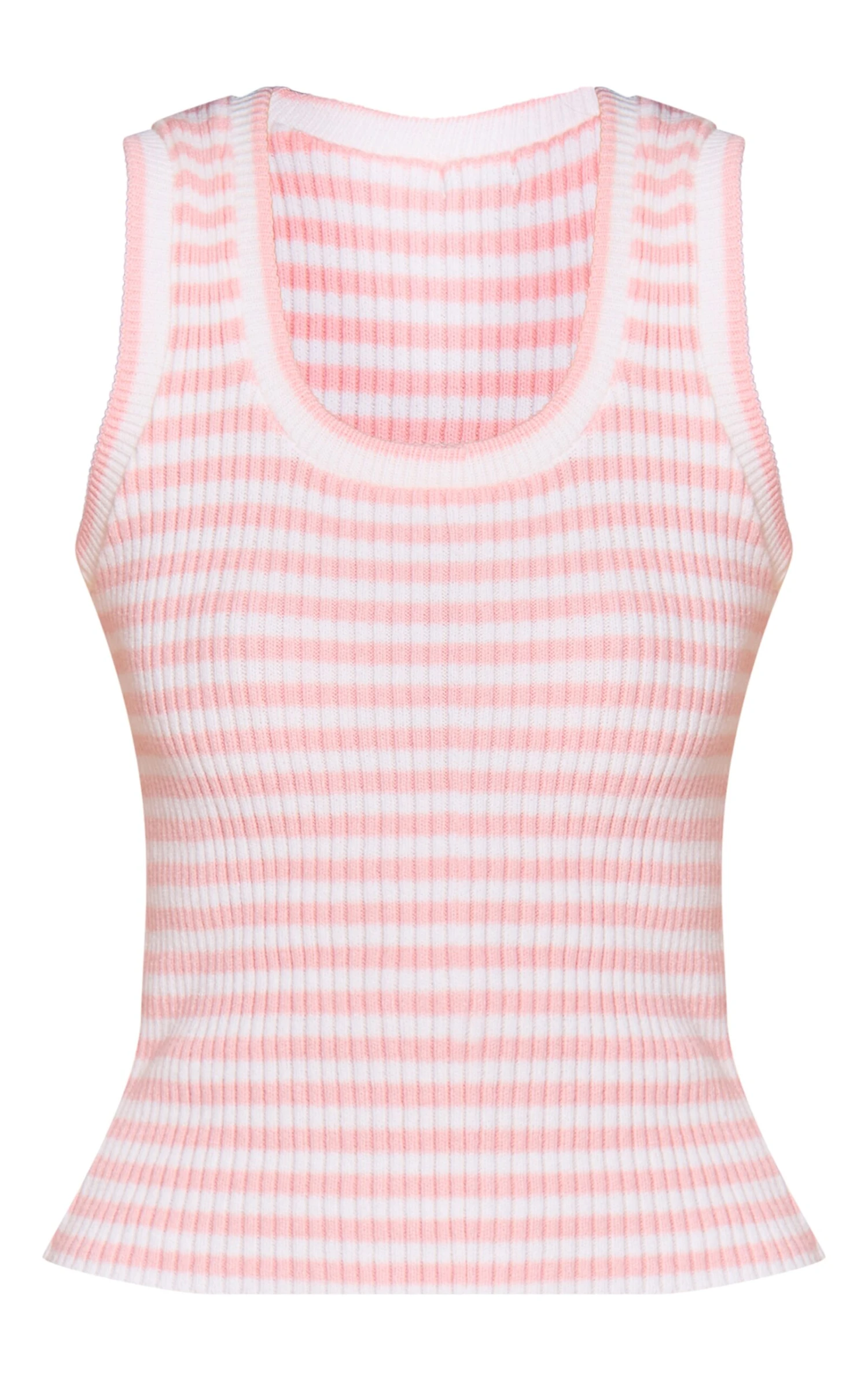 Pink Scooped Neck Striped Ribbed Vest 5 Pink Scooped Neck Striped Ribbed Vest - Image 5