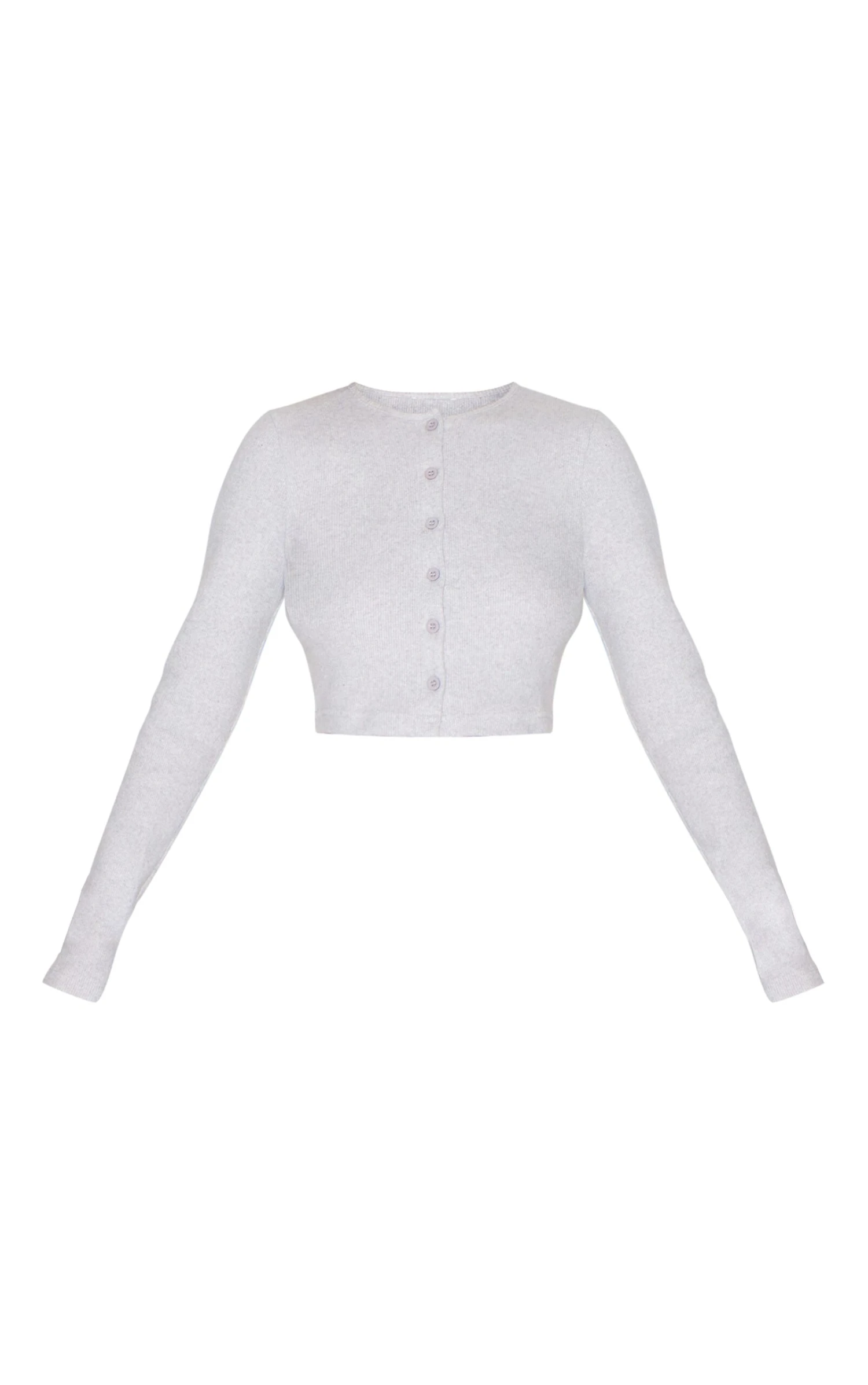 Prettylittlething Ash Grey Brushed Rib Button Cardigan 5 Prettylittlething Ash Grey Brushed Rib Button Cardigan - Image 5