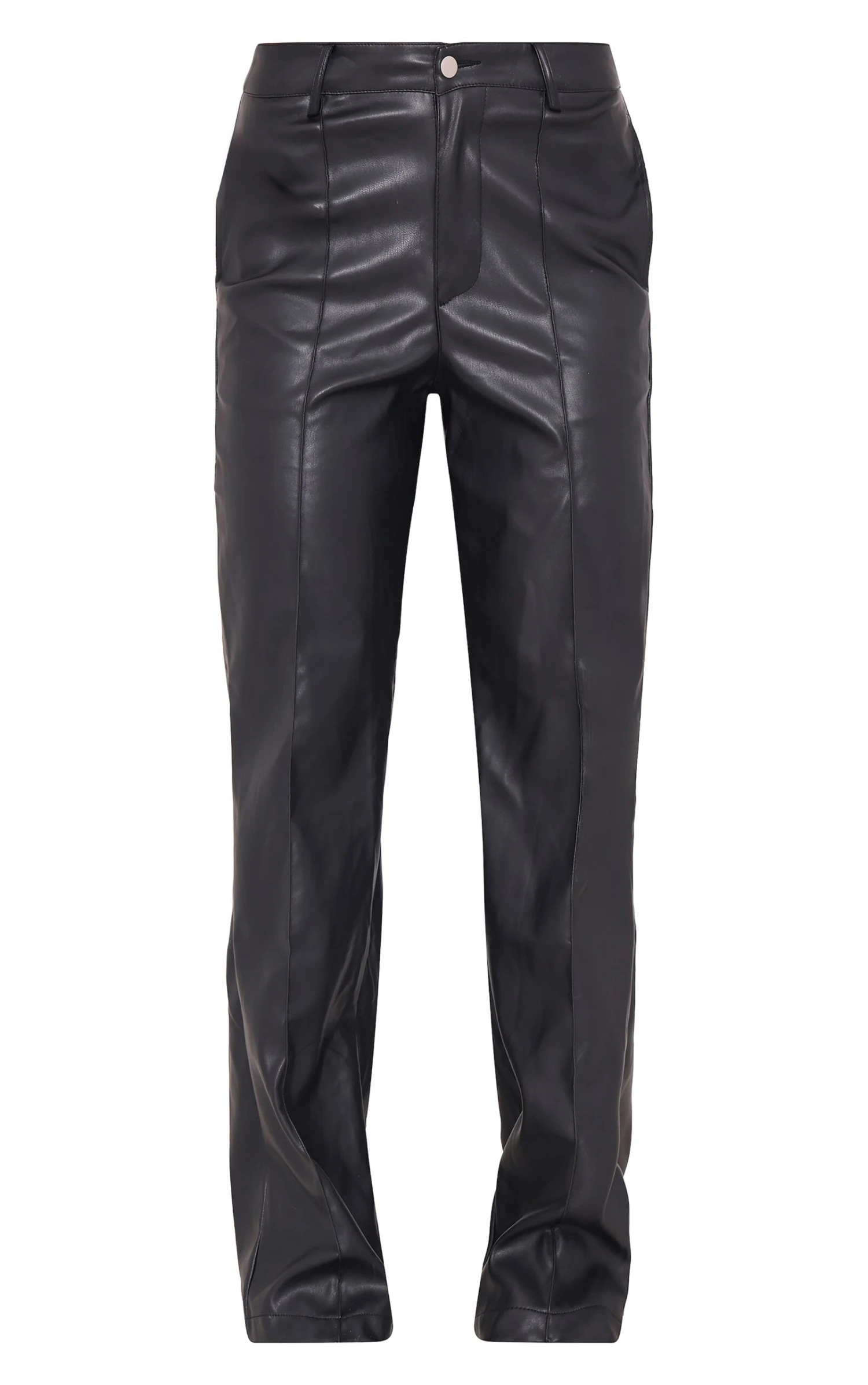 Prettylittlething Black Faux Leather Dip Waist Flared Pants 5 Prettylittlething Black Faux Leather Dip Waist Flared Pants - Image 5