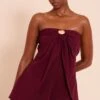 Prettylittlething Plum Chiffon Trim Detail Bandeau Romper