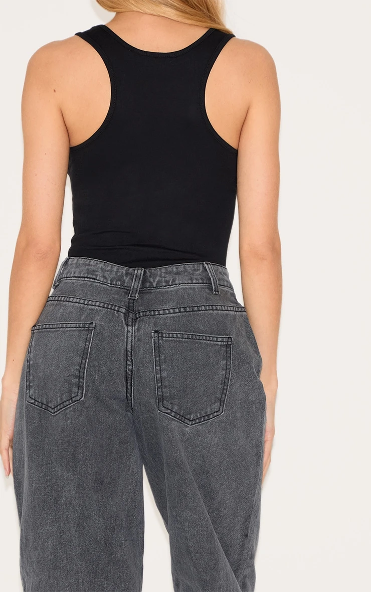 Prettylittlething Washed Grey Dipped Back Waistband Boyfriend Jeans 4 Prettylittlething Washed Grey Dipped Back Waistband Boyfriend Jeans - Image 4