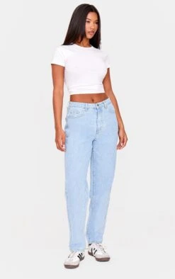 PRETTYLITTLETHING Light Blue Wash High Waist Mom Jeans