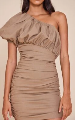 Prettylittlething Khaki Linen-Blend One Shoulder Bodycon Dress -Pretty Little Thing Shop c35d9d7f62824eb475ecdbef37369e8ec4d184dd CNM3547 4 khaki linen blend one shoulder bodycon dress