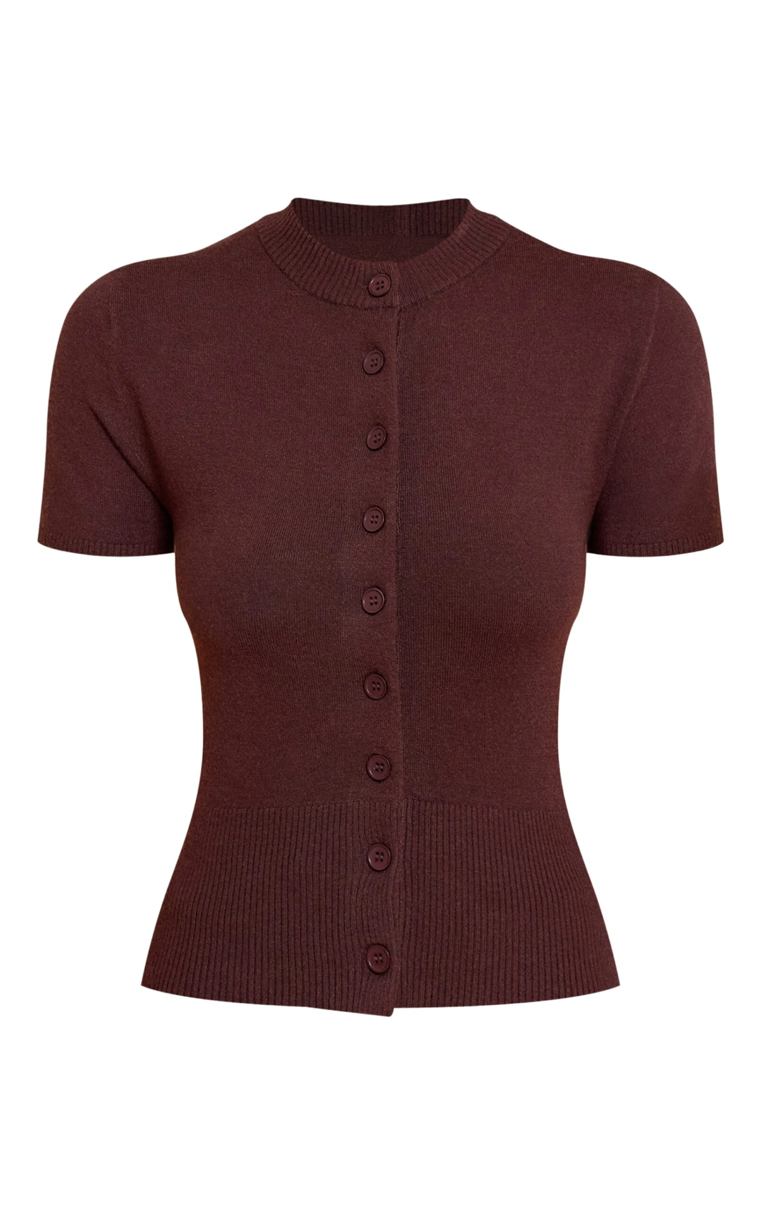 Prettylittlething ChocolateKnit Button Through Top 5 Prettylittlething ChocolateKnit Button Through Top - Image 5