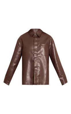 Dark Brown Faux Leather Pocket Detail Shirt -Pretty Little Thing Shop c3c3df43a5c74593622ce67a1f11e8247051e4ff CNO0684 5 dark brown faux leather pocket detail shirt