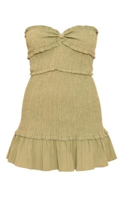 Prettylittlething Sage Khaki Shirred Frill Bandeau Shift Dress -Pretty Little Thing Shop c3d8247ba49c3043b14a9968cf330756199a0f30 cni0837 5