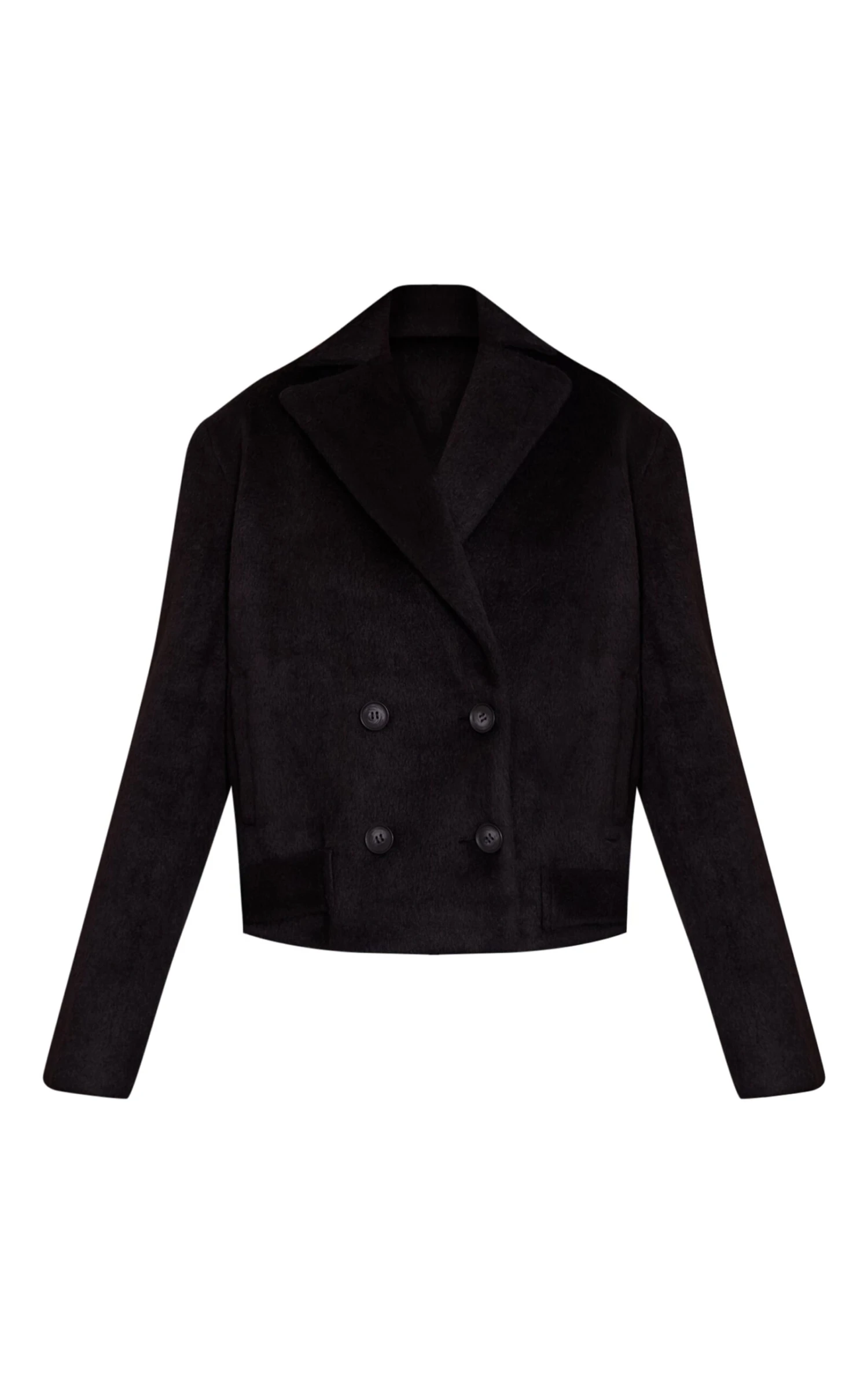 Prettylittlething Black Brushed Wool Cropped Trench Coat 5 Prettylittlething Black Brushed Wool Cropped Trench Coat - Image 5