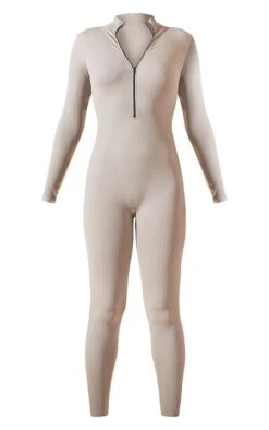 Prettylittlething Stone Structured Snatched Rib Zip Jumpsuit -Pretty Little Thing Shop c484a76813e820f9e7a33d0f87340e65f680443d cmp3385 5