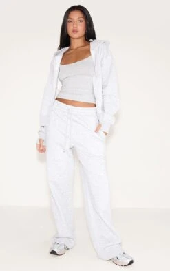 Prettylittlething Ash Grey Wide Leg Oversized Sweatpants