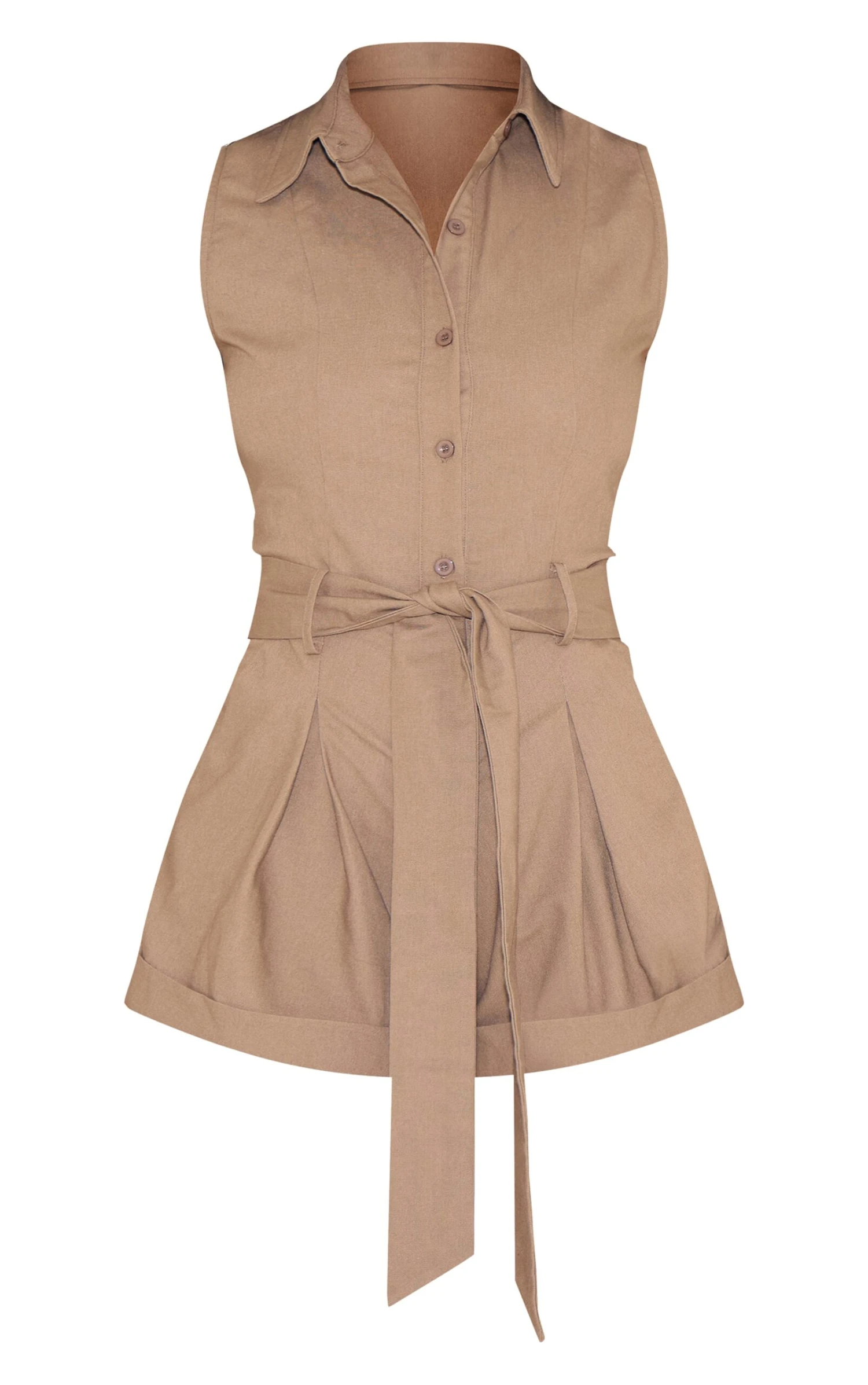 Prettylittlething Mocha Woven Sleeveless Pocket Detail Romper 5 Prettylittlething Mocha Woven Sleeveless Pocket Detail Romper - Image 5