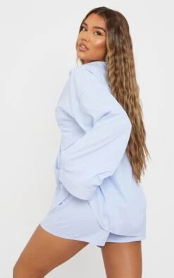 Prettylittlething Light Blue Pinstripe Woven Balloon Sleeve Oversized Shirt -Pretty Little Thing Shop c5e72af430e9a85169106142e8d95cacb950855b cms3524 2