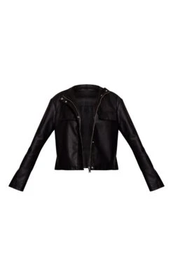 Prettylittlething Black Faux Leather Funnel Neck Jacket -Pretty Little Thing Shop c67a15b63a03b4d1a631032b7405e458f4f76bb8 CNN2526 5 black faux leather funnel neck jacket