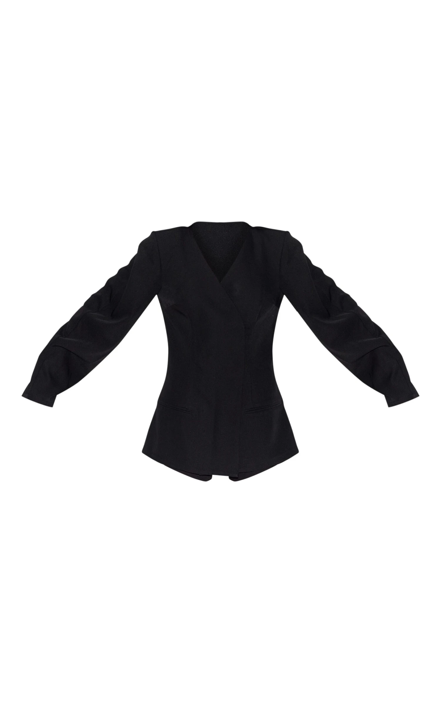 Prettylittlething Black Cross Front Cocoon Sleeve Tailored Romper 5 Prettylittlething Black Cross Front Cocoon Sleeve Tailored Romper - Image 5