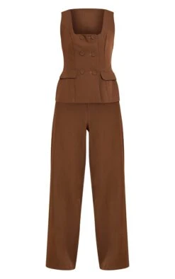 Chocolate Woven Button Detail Wide Leg Jumpsuit 9 Chocolate Woven Button Detail Wide Leg Jumpsuit -Pretty Little Thing Shop c6871c53cb0116f76275524a5ea2066db6c65683 CNO0486 5 chocolate woven button detail wide leg jumpsuit