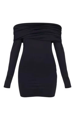 Prettylittlething Black Matte Sculpt Double Layer Foldover Bardot Long Sleeve Mini Dress -Pretty Little Thing Shop c692a33c6641814303e16337be5a58666b26a831 cnl4519 5