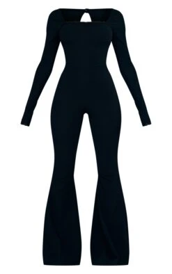 Prettylittlething Black Ribbed Lace Trim Long Sleeve Flared Leg Jumpsuit 9 Prettylittlething Black Ribbed Lace Trim Long Sleeve Flared Leg Jumpsuit -Pretty Little Thing Shop c6991c31f7a290d79e5ed42ed80bededa992cdf0 CND1929 5 black ribbed lace trim long sleeve flared leg jumpsuit