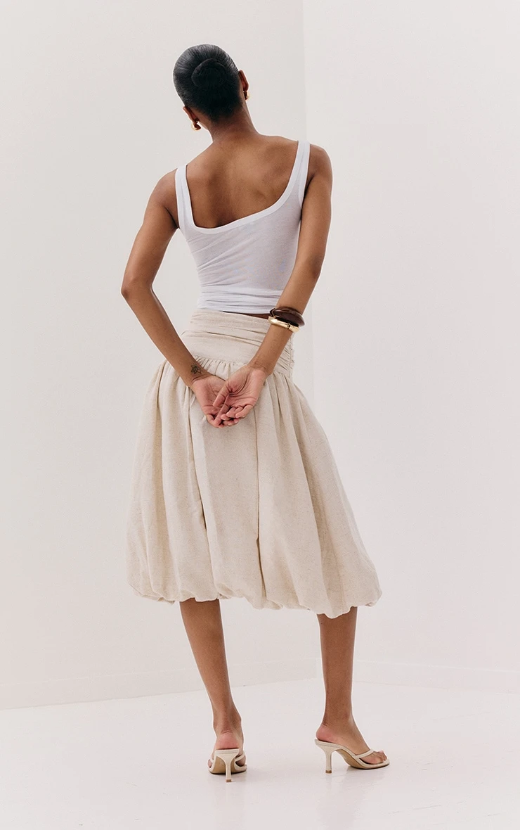 Prettylittlething Stone Cotton Volume Puffball Midi Skirt 3 Prettylittlething Stone Cotton Volume Puffball Midi Skirt - Image 3