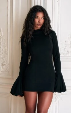 Prettylittlething PLT Label Black High Neck Puff Sleeve Bodycon Dress 7 Prettylittlething PLT Label Black High Neck Puff Sleeve Bodycon Dress -Pretty Little Thing Shop c6df2fe300ba51715270207da47eac212c3e81a2 CNJ9798 3