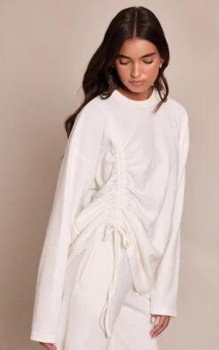 Prettylittlething Cream Super Soft Ruched Side Top -Pretty Little Thing Shop c6f919783131a5f75c6f825aeaf8a6bc0dc4fd70 CNO4268 4 cream super soft ruched side top