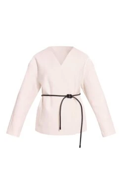 Prettylittlething Ecru Collarless Wrap Style Tie Waist Wool Look Coat -Pretty Little Thing Shop c754c8d757f2fce4fde4d00575f57ccf6d036167 CNN8522 5 ecru collarless wrap style tie waist wool look coat