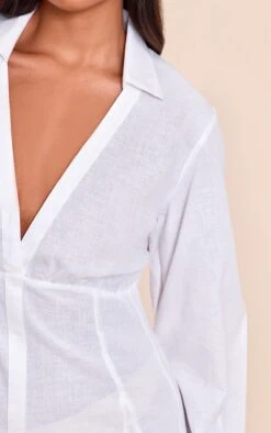 Prettylittlething White Plunge Shirt Dress -Pretty Little Thing Shop c7d3dc0d372d6e8854821f5877b571c2d9e0db93 CNM4234 4 white plunge shirt dress