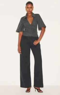 Prettylittlething Charcoal Pinstripe Fitted Boxy Sleeve Shirt -Pretty Little Thing Shop c8ee5db9176b5be396adef5f650ebe72c87ed450 CNL7579 3 charcoal pinstripe fitted boxy sleeve shirt