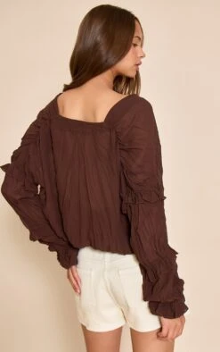 Prettylittlething Chocolate Chiffon Ruffle Detail Plunge Blouse 6 Prettylittlething Chocolate Chiffon Ruffle Detail Plunge Blouse -Pretty Little Thing Shop c90e519de695c2d9cb46c03909b651dfd53dca92 CNN6273 2 chocolate chiffon ruffle detail plunge blouse