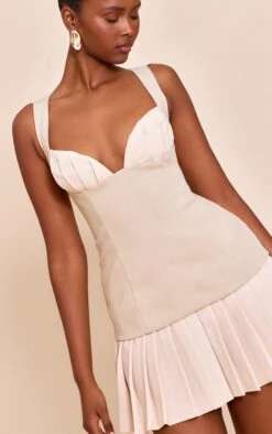 Prettylittlething PLT Label Natural Contrast Tailored Pleated Bust Bodycon Dress -Pretty Little Thing Shop c999c9b6f42697db0167df0d63605345230bfd78 CNN0702 4 plt label natural contrast tailored pleated bust bodycon dress