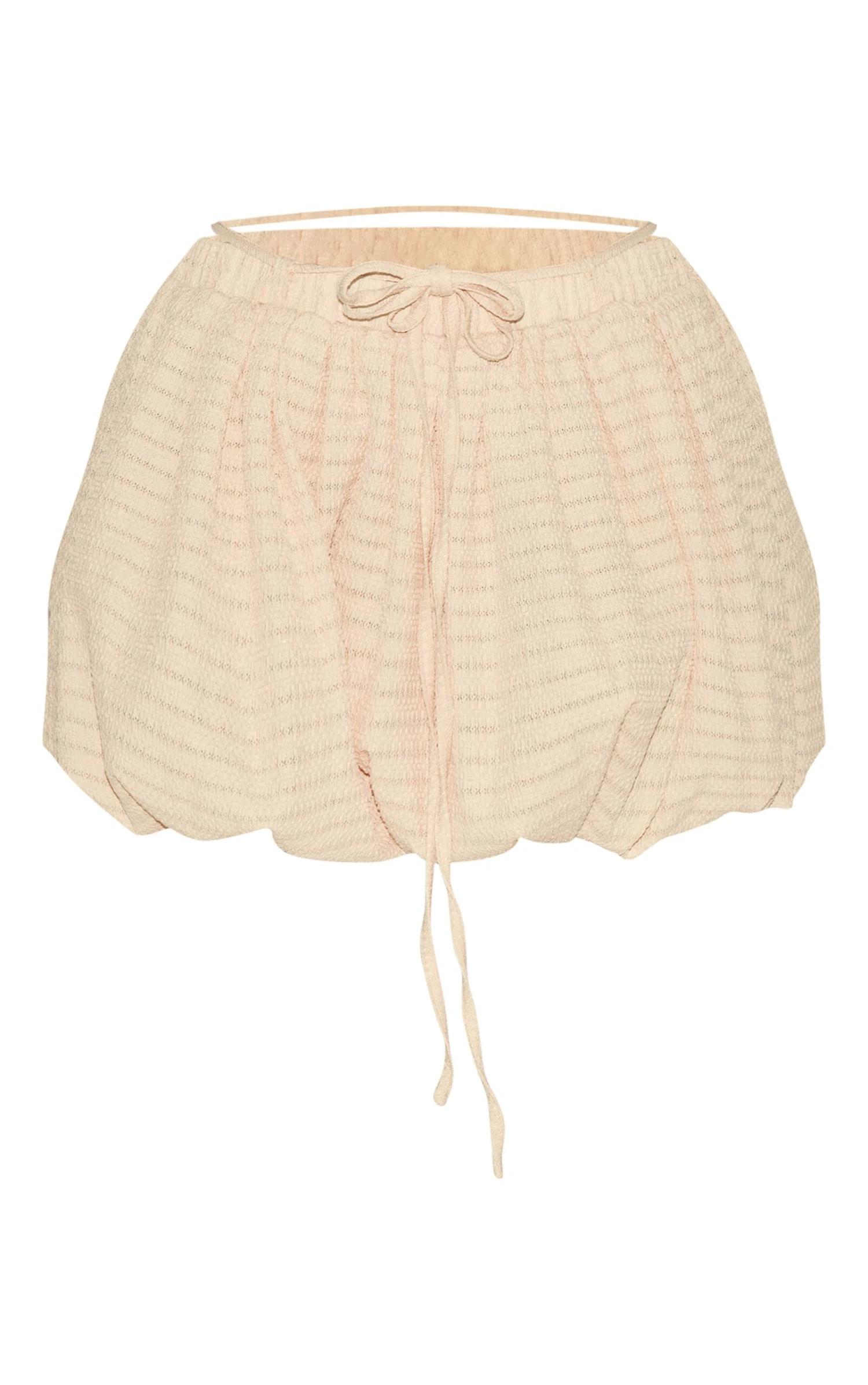 Prettylittlething Butter Yellow Textured Tie Waist Detail Puffball Mini Skirt - Image 6
