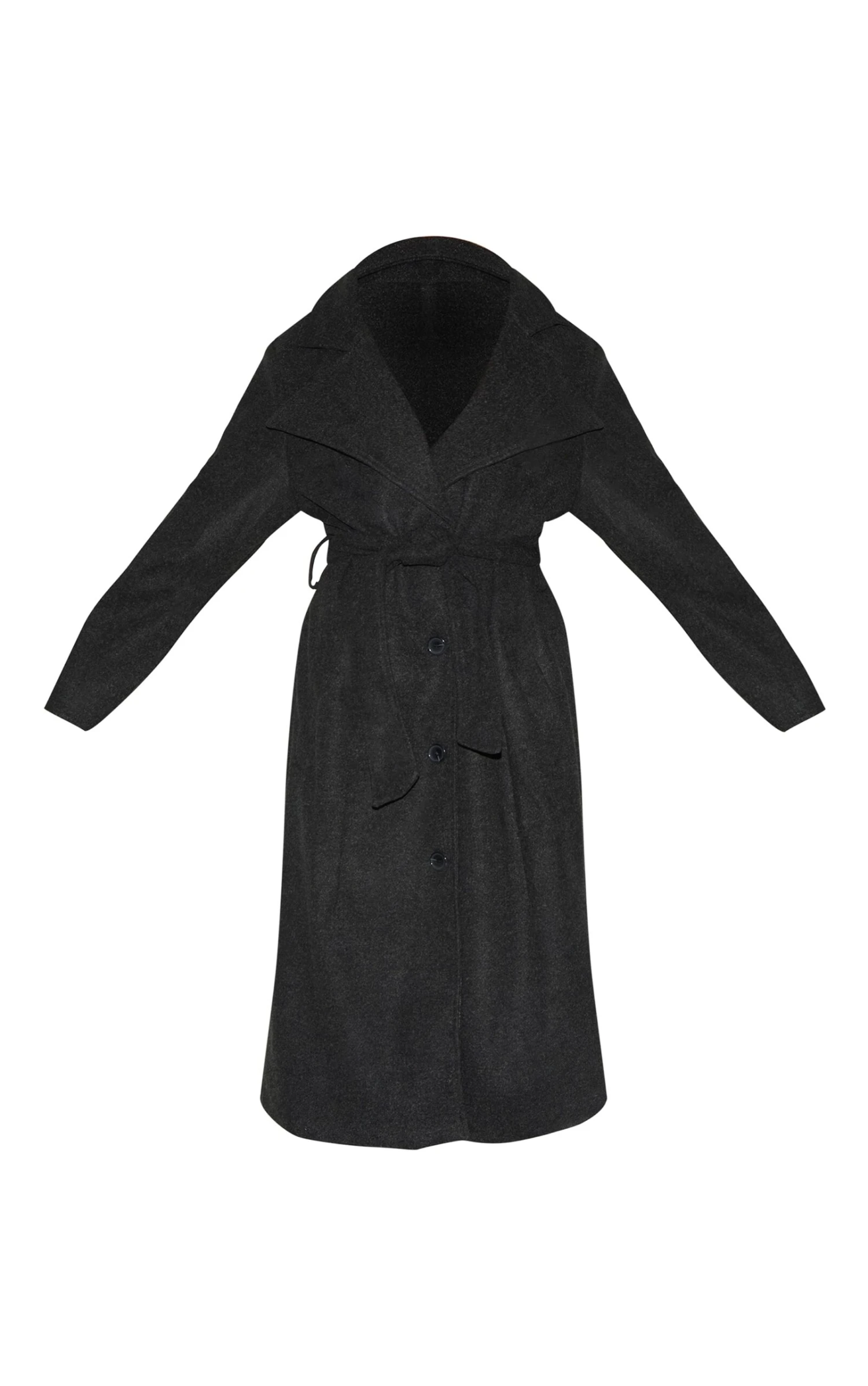 Prettylittlething Black Oversized Wool Look Trench Coat 5 Prettylittlething Black Oversized Wool Look Trench Coat - Image 5