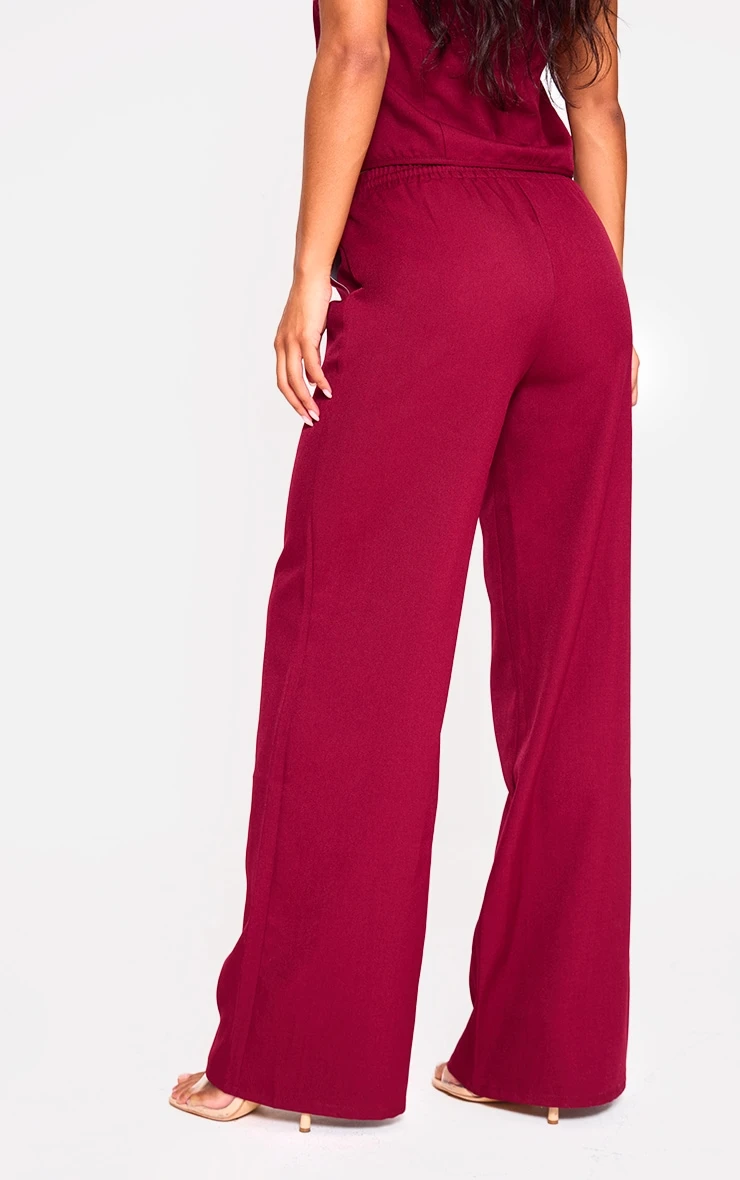 Prettylittlething Cherry Red Woven Mid Rise Wide Leg Pants 3 Prettylittlething Cherry Red Woven Mid Rise Wide Leg Pants - Image 3