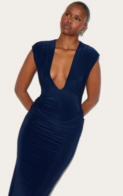 Prettylittlething Navy Double Layer Plunge Ruched Shoulder Drape Waist Maxi Dress -Pretty Little Thing Shop ca78bca4df8c176bad5b22f0141a40aaa8412bd2 CNM8667 3 navy double layer plunge ruched shoulder drape waist maxi dress