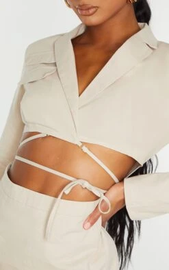 Prettylittlething Stone Woven Cut Out Tie Waist Utility Style Blazer Bodycon Dress -Pretty Little Thing Shop ca8b694ee73f898bde8a3173223e8fa0e9f55913 cms4898 6