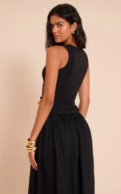 Prettylittlething Black Slinky Sleeveless Trim Detail Top -Pretty Little Thing Shop cb4e84797a18cc28323d74e378323159a630555d CNN3258 2 black slinky sleeveless trim detail top