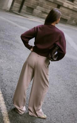 Prettylittlething Mushroom Brushed Tailored Straight Leg Pants -Pretty Little Thing Shop cb53b08e64faee74eeaa48757652f0d69c82fe16 CNO5218 3 mushroom brushed tailored straight leg trousers