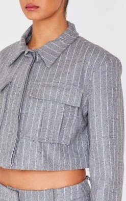Prettylittlething Grey Premium Pinstripe Pocket Detail Cropped Shirt -Pretty Little Thing Shop cbefd1f799e1423fa4cbc67c10eceb790bde2470 cnl4792 4