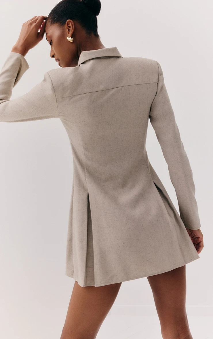 Prettylittlething Light Grey Button Up Pleated Hem Shirt Dress - Image 2