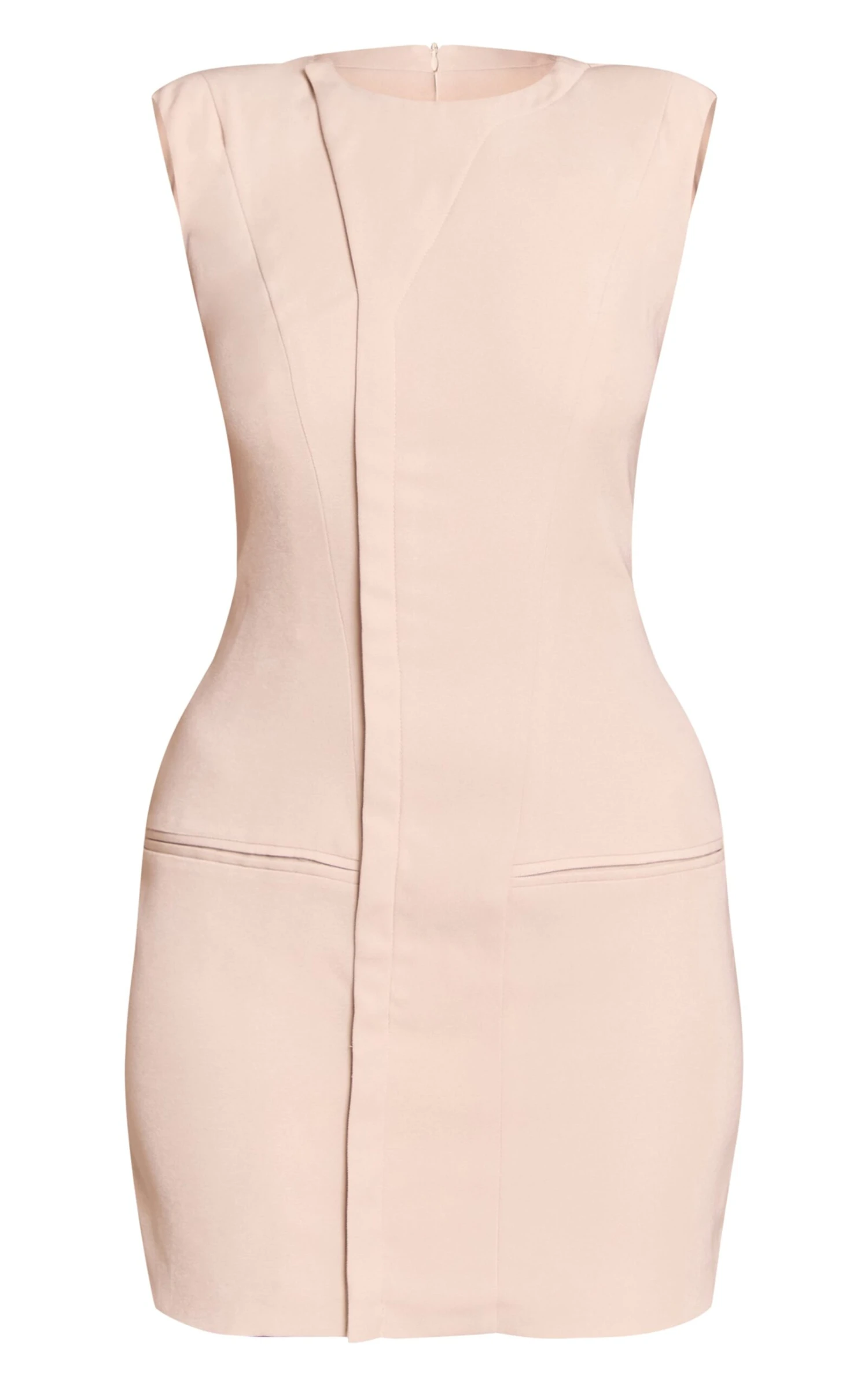 Prettylittlething Woven Cream Seam Detail Mini Dress 5 Prettylittlething Woven Cream Seam Detail Mini Dress - Image 5