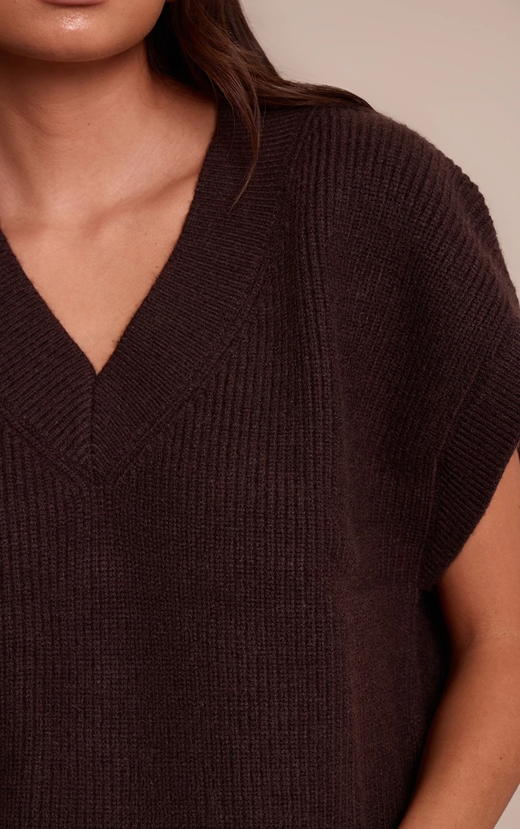Chocolate Sleeveless Knit Sweater 4 Chocolate Sleeveless Knit Sweater - Image 4