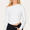 Prettylittlething White Soft Touch Jersey Ruche Side Long Top -Pretty Little Thing Shop cc9f425dba3e6ca742c67ebc4716b0db52f80b99 CNH6340 1 white soft touch jersey ruche side long top