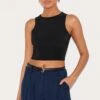 Prettylittlething Black Slinky Racer Crop Top -Pretty Little Thing Shop cd0ea55bb13af07e1f1224cb223b7cf088edc757 CNG0442 1 black slinky racer crop top