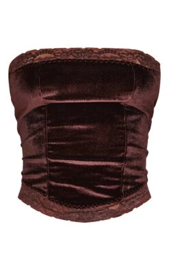 Prettylittlething Petite Chocolate Velvet Lace Trim Detail Bandeau Top -Pretty Little Thing Shop cd2e34efbbd9cc2fcfa94ea9db582729e23b701c cnk8256 5
