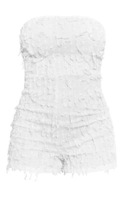 Prettylittlething White Tassel Textured Bandeau Romper -Pretty Little Thing Shop cd3b91ad4d8841618f56e8ecda7fef1094e33fd5 cni5502 5