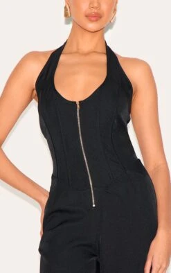 Prettylittlething Black Dipped Corset Zip Front Wide Leg Jumpsuit -Pretty Little Thing Shop cde32cd64f19fbb04ff4d6aaec2033469f0c3711 cnm0455 4