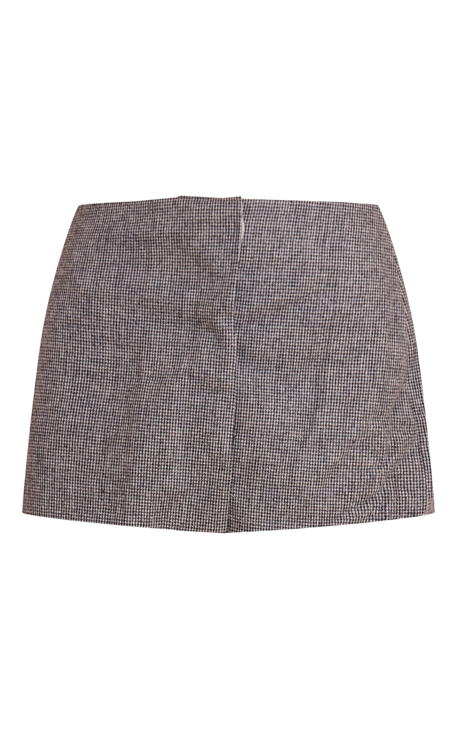 Grey Dogtooth Print Mini Skirt 6 Grey Dogtooth Print Mini Skirt - Image 6