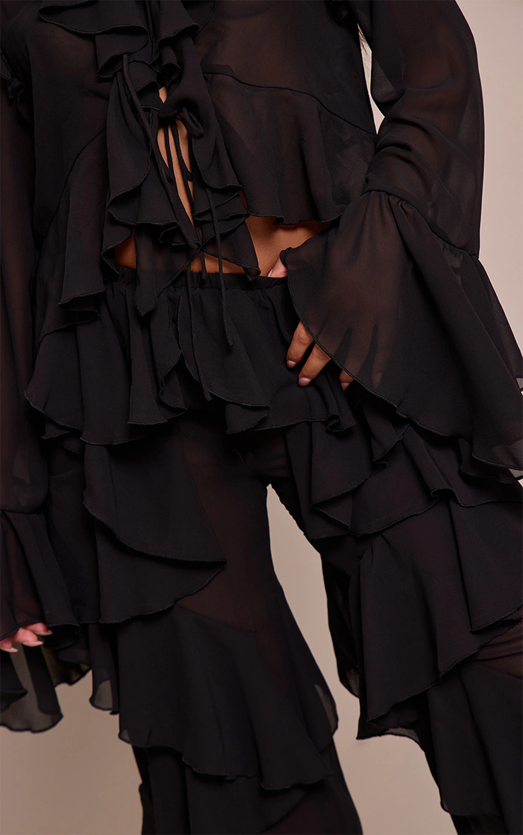 Front Page -Pretty Little Thing Shop ce4eba67db91258e00435f4a28e0c87e26fb4cf3 CNO1486 4 black chiffon frill straight leg trouser 1